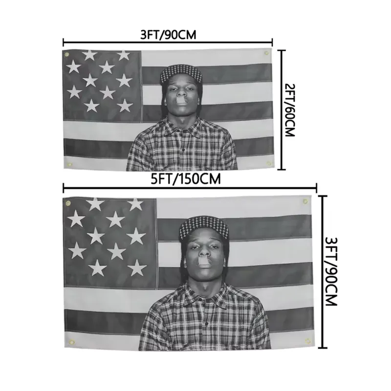Asap Rockys Flagge 3x5fts 2x3fts Rapper Room Decor Ästhetische Musik Album Kunst Poster Hängen Schlafzimmer Konzert Hintergrund Fans Geschenk