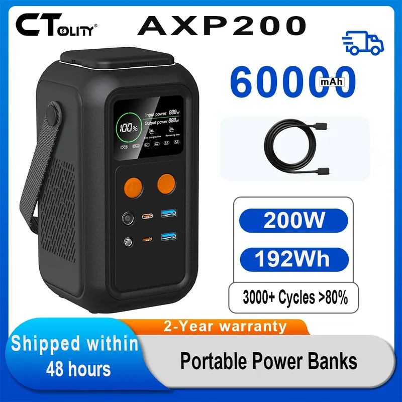 CTOLITY AXP200 192Wh 200W 60000mAh Solargenerator Tragbares mobiles Kraftwerk Lifepo4 Batterie für Energiespeicher im Freien Wohnmobil