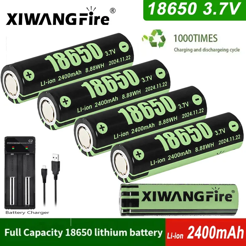 18650 Akku 3,7 V wiederaufladbar 2400 mAh Lithium-Ionen XIWANGFIRE Original Akku für Lautsprecher Radio Spielzeug Scheinwerfer Taschenlampe