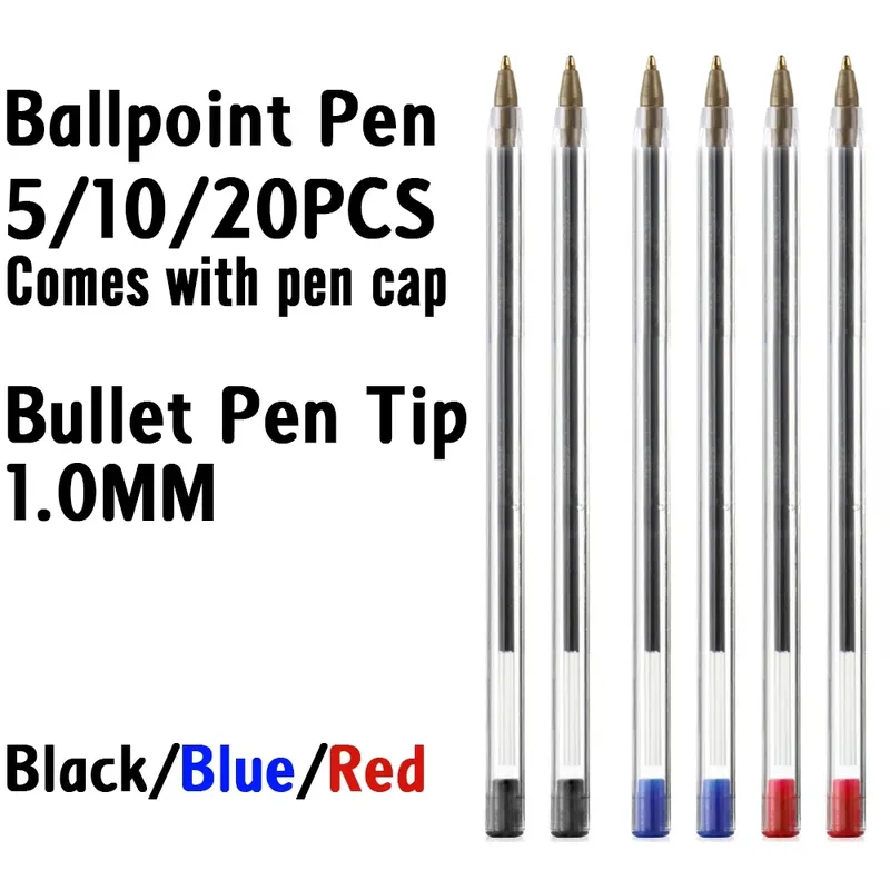Großpackung, 5/10/20 Stück Kugelschreiber, 1,0 mm Geltinte, Schwarz, Rot, Blau, für Studenten, Büro, Unterzeichnung, Schreiben, Schreibwaren, Zubehör - 3.84 EUR