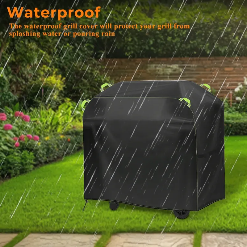 210D Regenfeste Outdoor-Grillabdeckung, Gas Staubdicht Oxford Zelt Grillabdeckung Wasserdichte Streifen Grillständer Schutzofenhaube
