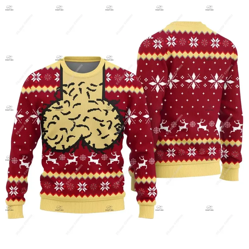 Weihnachten Weihnachtsmann Haustier Katze gestrickt hässlich Pullover Graffiti Retro Vintage 3D Print Pullover Harajuku lässig lustig lange Ärmel 43