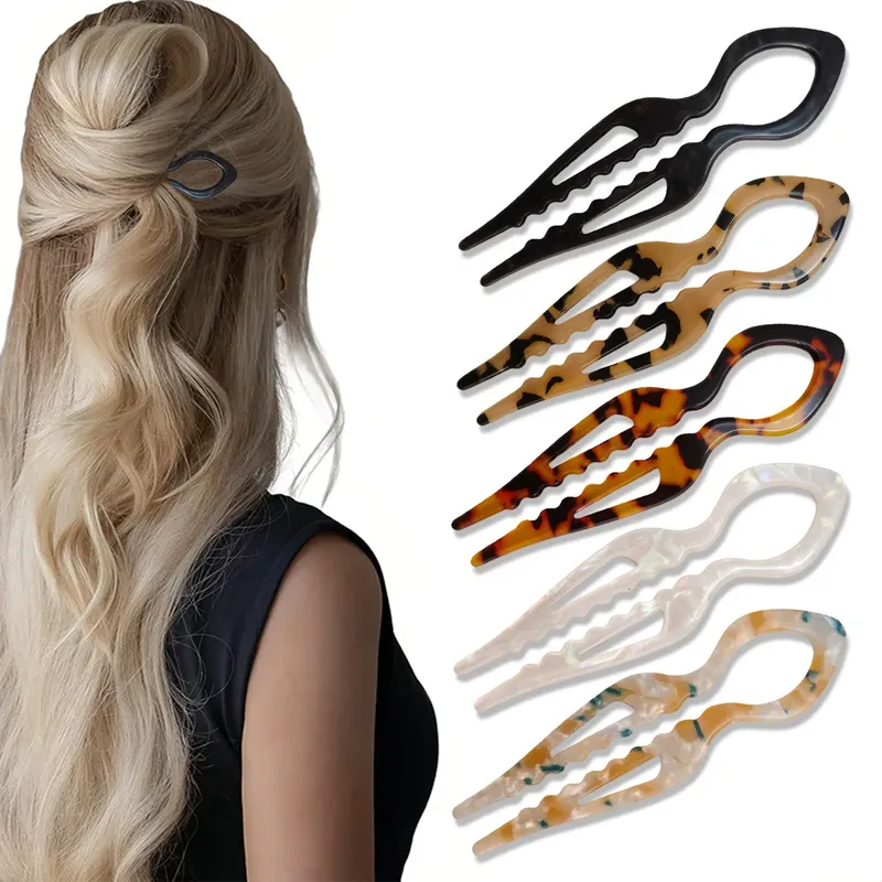 U-förmige Haarstäbchen, Schildpatt, Acryl, rutschfeste Haarnadel für Frauen, Haarstab, Dutt, Kamm, Acetat, Haarspangen, Haar-Accessoires