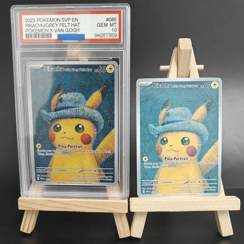 Proxy 2023 PTCG POKEMON X VAN GOGH PIKACHU MIT GRAUER FLITZE HUT # 085 SVP Authentication Kartenspielzeug der Güteklasse 10,