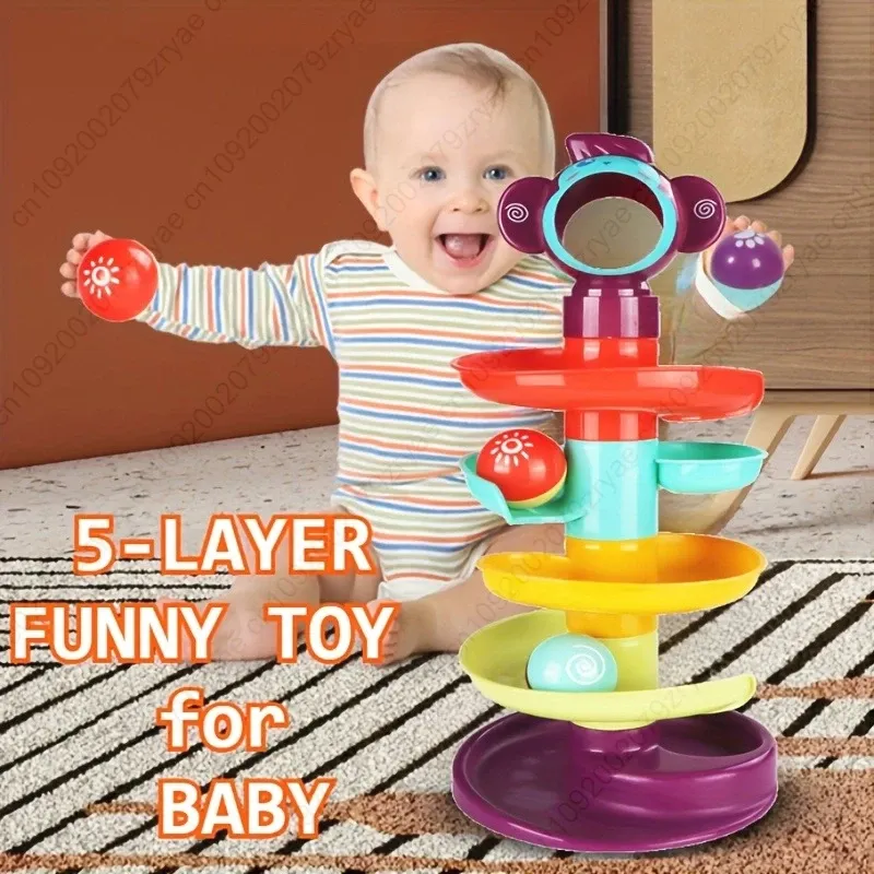 Ein lustiger und lehrreicher Ball-Track-Turm, ein rollendes Ballspielzeug für frühes Lernen, drehende Bälle, tolle Geschenke für Feiertage und Geburtstage