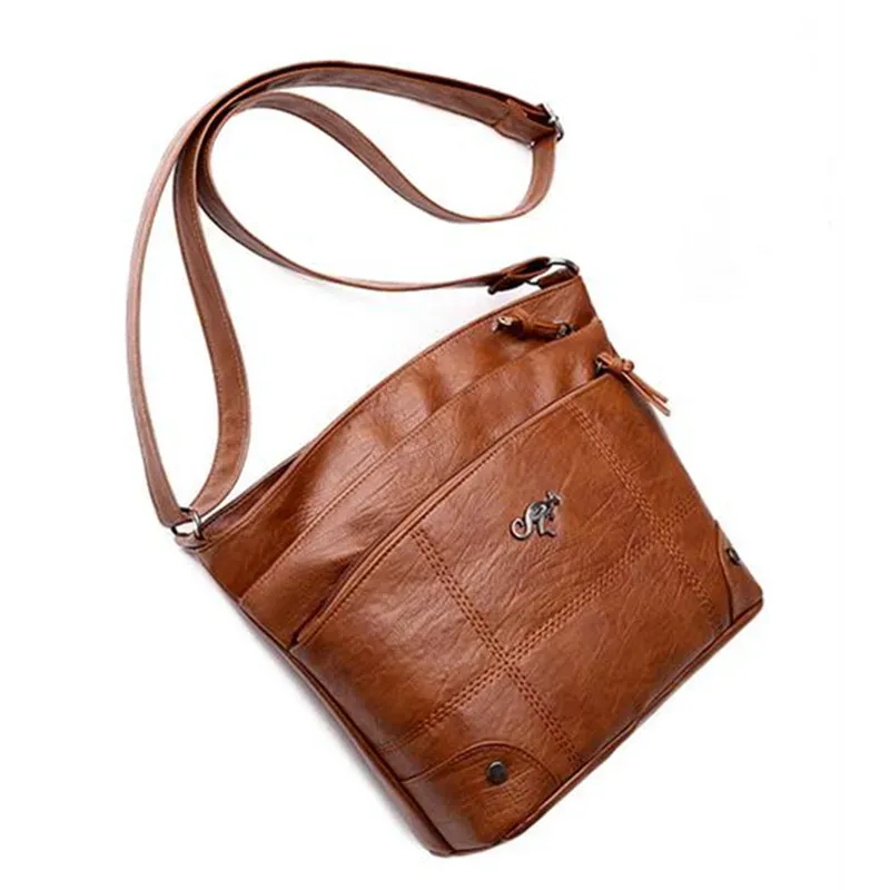 Umhängetasche aus weichem Leder im Retro-Stil mit mehreren Taschen, einfache Einzelschultertasche für das tägliche Büro, Partys, Verabredungen, Ausgehen