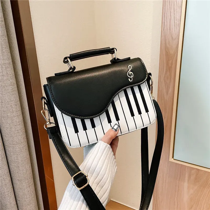 Koreanisches Klavier-Design Damen Umhängetasche PU-Leder Messenger Handtasche Mode Umhängetasche mit Münzfach