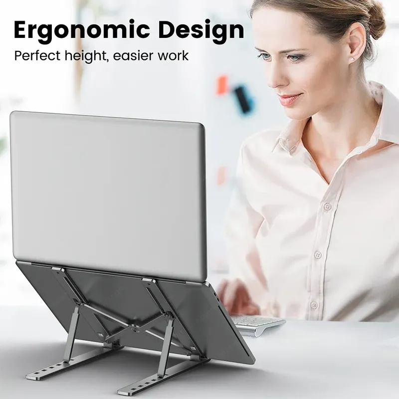 Tragbarer, verstellbarer Laptop-Halter aus Aluminiumlegierung, Notebook-Ständer, Hebe- und Kühlhalterung für Macbook, Lenovo, Computerzubehör