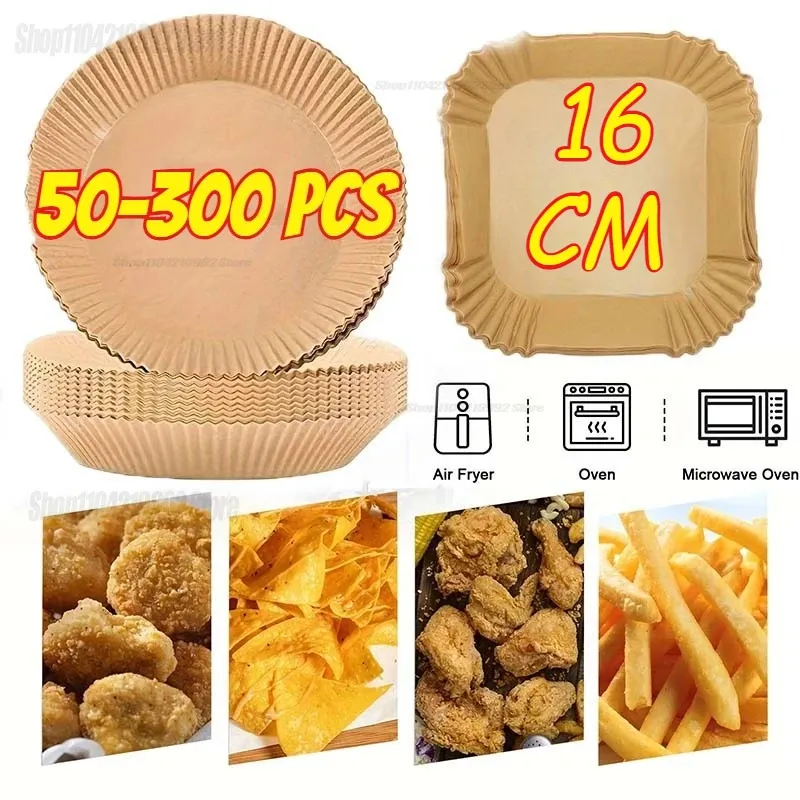 Air Fryer Einweg-Papier-Air Fryer-Zubehör, quadratisch, rund, ölbeständig, Antihaft-Matte zum Backen in der Küche, Backofen