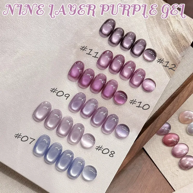 1-12 stücke TC Beliebte Lila Cat Eye Nagellack Gel Set UV Gel Soak Off Nagel Magnetische Gel polnischen Nail art DlY Für Salon Zu Hause