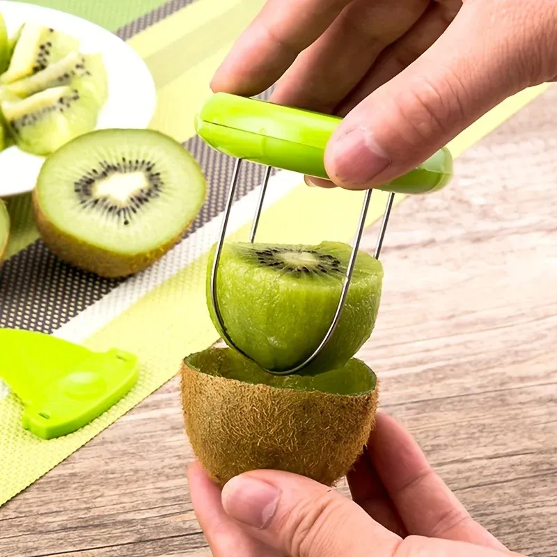 1 Stück Kiwi-Fruchtschneider und Schäler – Edelstahlklinge, einfach zu verwendendes Küchenhelfer für die Zubereitung frischer Kiwi-Frucht, kompaktes Design