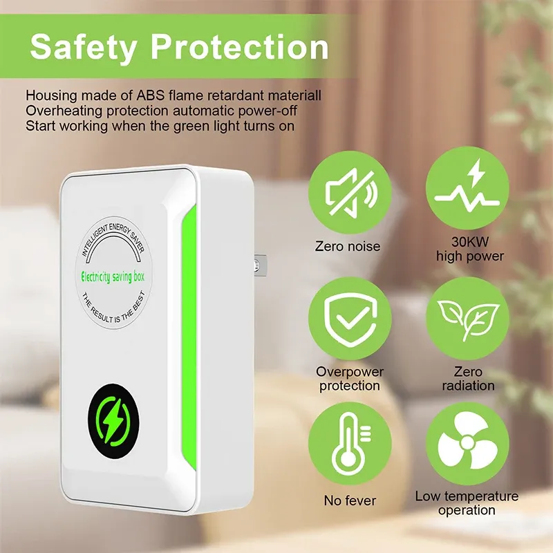 Elektrischer Energiesparer, intelligenter Stromsparer, tragbare Stromsparbox, US/EU-Steckdosenadapter zur Kostenreduzierung von Büro und Zuhause