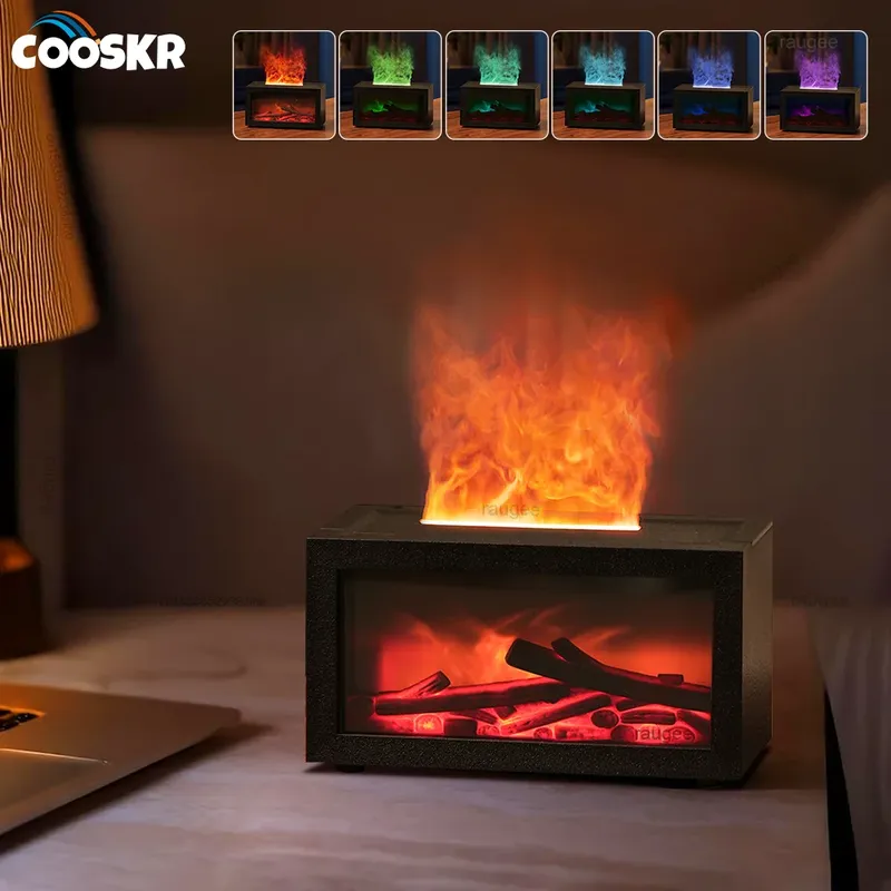 Luftbefeuchter Aroma Luftbefeuchter Flamme Ätherisches Öl Diffusor Mini Hause Luftbefeuchter Aromatherapie Duft Diffusor mit LED Nacht