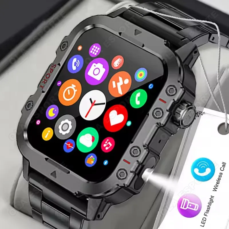 2025 Neue Militärische Smartwatch für Herren IP67 3ATM Wasserdicht Outdoor-Sport Fitness-Tracker Gesundheitsmonitor 1,44 Zoll BT-Anruf Smartwatch