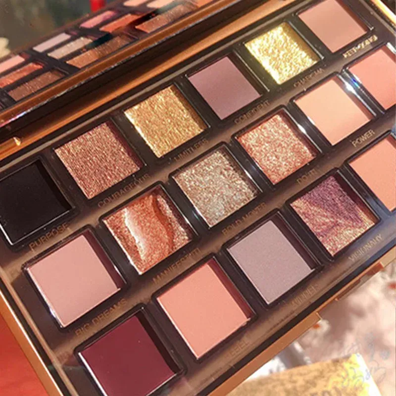18-farbige goldene Lidschatten-Palette Pearl Rose Gold Schwarz Punk-Stil Pearlescent Flow Glitter Matte Lidschatten-Palette Make-up