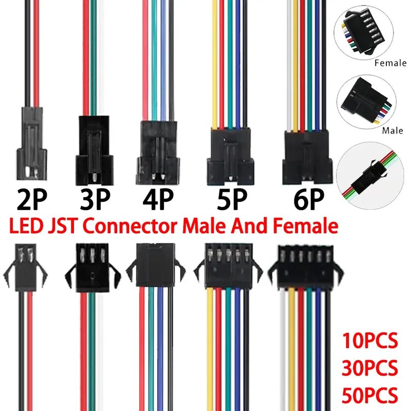2Pin 3Pin 4Pin 5Pin 6Pin Led JST Stecker Männlich/Weiblich Draht Stecker Led Streifen Stecker Stecker Draht Kabel für Led Licht Fahrer