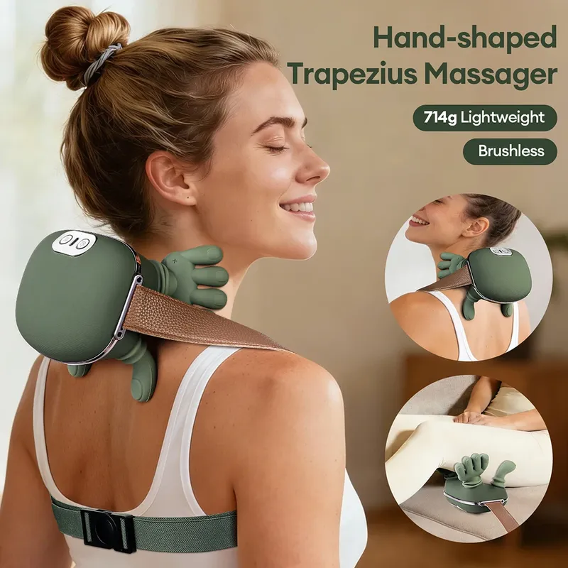 4D Bionic Finger Hals Schulter Massagegerät Drahtlose Hals Zervikale Trapez Kneten Massage Schal Bürstenlosen Motor Hals masajeador
