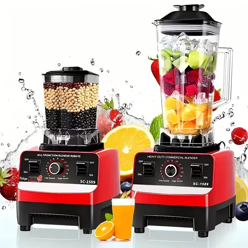 2-in-1-Elektromixer, 2000 W, leistungsstarker, robuster kommerzieller Mixer, Küchenmaschine, Eis-Smoothies, stationärer Küchenmixer