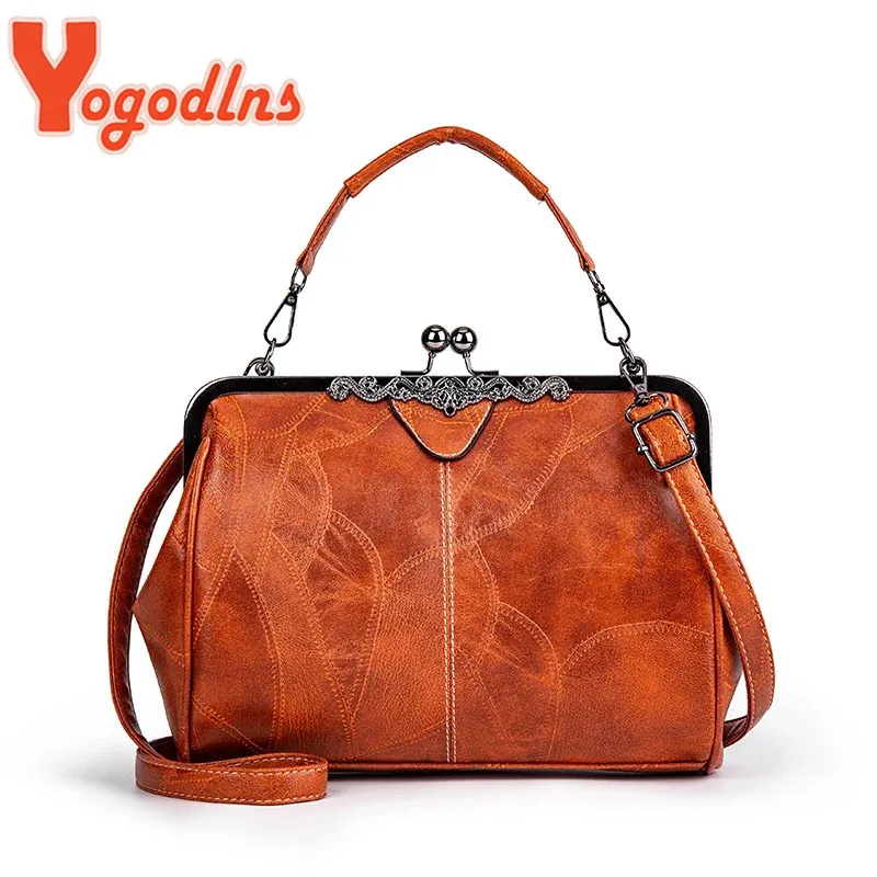 Yogodlns Vintage Clip Handtasche Für Frauen Weiche Leder Schulter Tasche Mode Marken Abend Brieftasche Einkaufen Umhängetasche Bolso