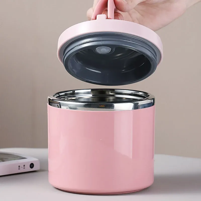 630ml Lunchbox Lebensmittel behälter Edelstahl Snack Pink Box Container mit großer Kapazität für Ausflüge Camping Reisen