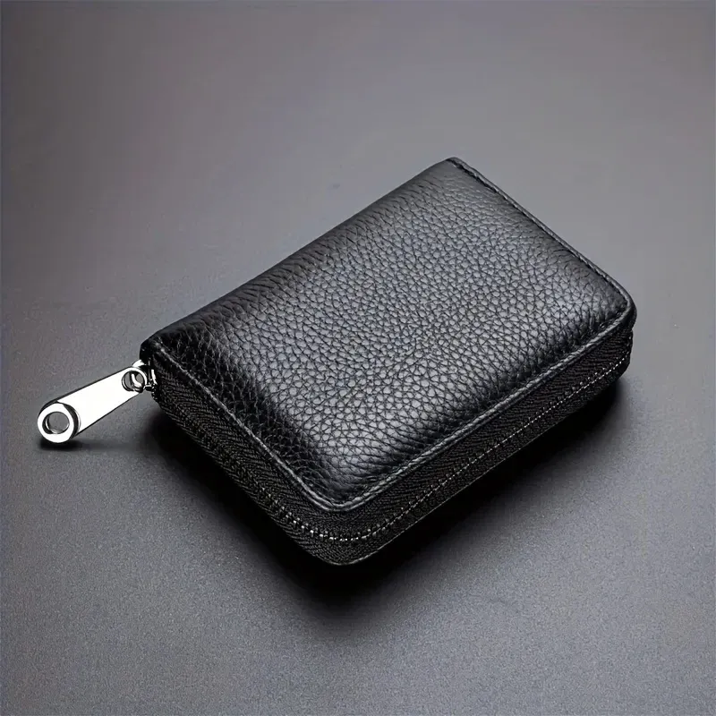 Mini minimalistische klassische Herren-Geldbörse mit mehreren Karten, RFID-blockierende Damen-Geldbörse mit Reißverschluss, einfarbiges Unisex-Kreditkartenetui