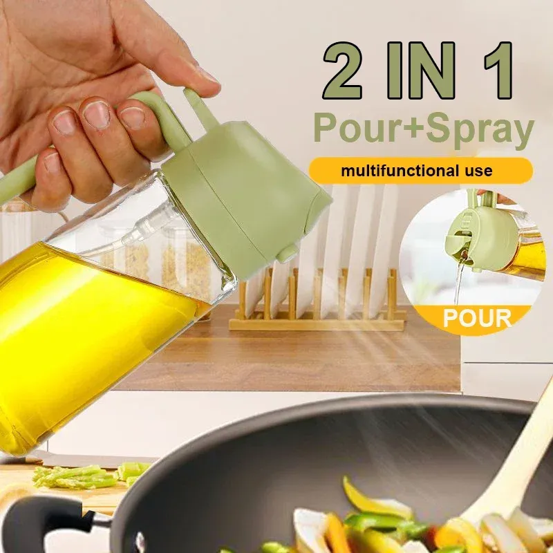 2-in-1 Öl-Sprüher & Ölspender Glas-Flasche für Heißluftfritteuse, Grill & Kochen – Präzises Dosieren & Sprühen für nur  bei VRULE entdecken