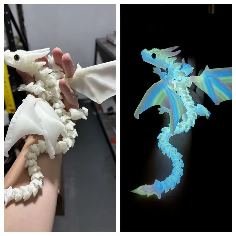 2025 Neuer Stil, 3D-Druck, Edelstein, Drache, Aurora, leuchtendes Licht, Tier-Action-Spielzeug, Desktop-Dekoration, Geburtstagsgeschenk