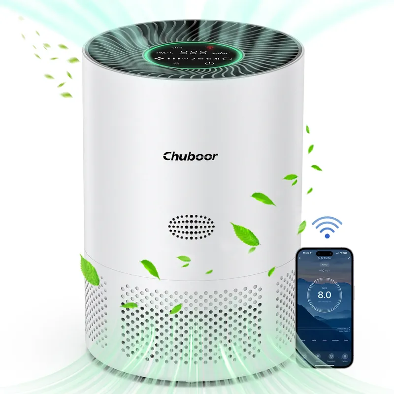Chuboor-Luftreiniger für Heimallergien, Tierhaare im Schlafzimmer, deckt bis zu 360 Fuß2, 3-in-1-Filter mit HEPA ab, entfernt Staub, Rauch und Geruch