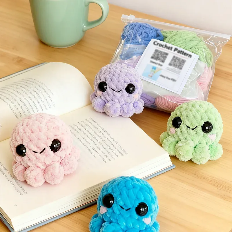 Häkelset mit Tintenfisch-Motiv: Anfängerfreundliches Set zum Handstricken, Eltern-Kind-Interaktion und kognitiven Entwicklung