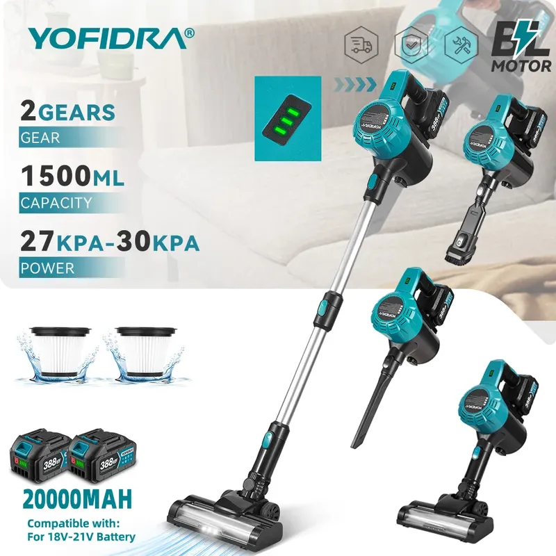 YOFIDRA 1500ML Bürstenlosen Elektrischen Staubsauger Wiederaufladbare Staubfänger Haushalt Innen Reinigung Werkzeug Für Makita Batterie Pin