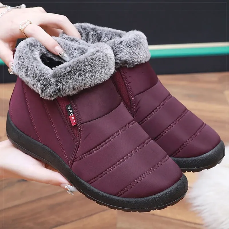 Stiefel Wasserdicht Schnee Stiefel Mit Fell Warme Winter Stiefel Frauen Slip Auf frauen Winter Schuhe Ankle Botas Mujer Kampf Schuhe frau