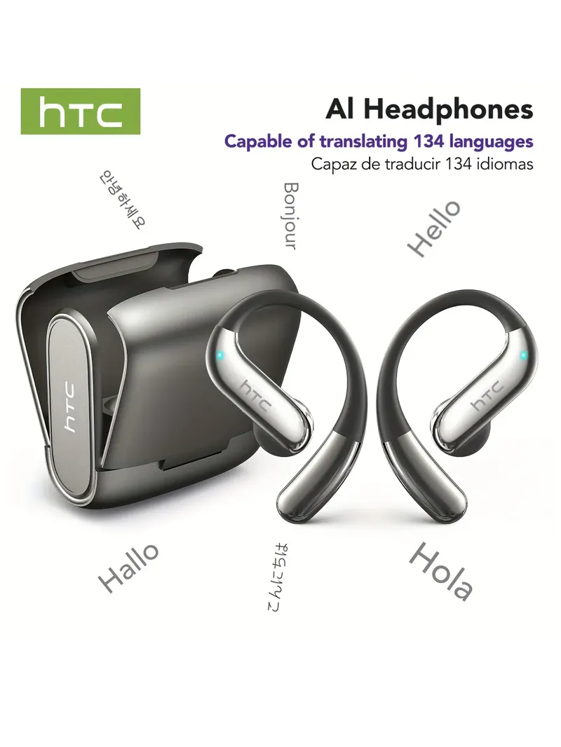 Open-Ear-Bluetooth-Kopfhörer, HTC 30-Stunden-Wiedergabe, kabellose Ohrhörer, Ohrhörer mit Geräuschunterdrückung, klare Klangqualität für Musik, Sport