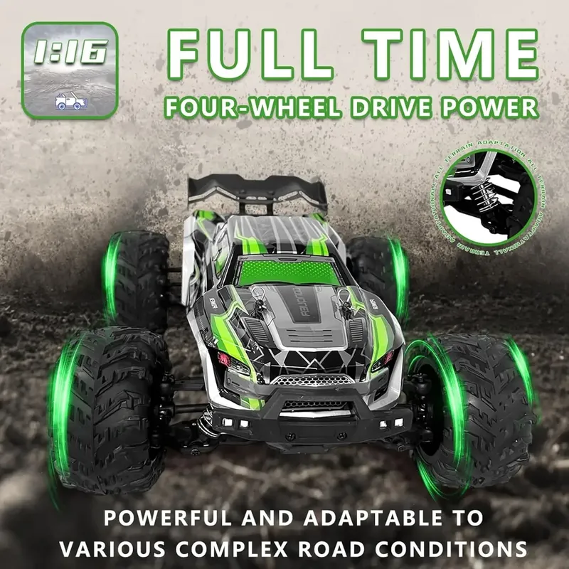 "1:16 4WD RC-Auto (50 km/h): LED-Leuchten, Offroad-Hochgeschwindigkeitsdrift. Für Jungen und Offroad-Fans. Monster Truck Spielzeug – Weihnachten und Neu