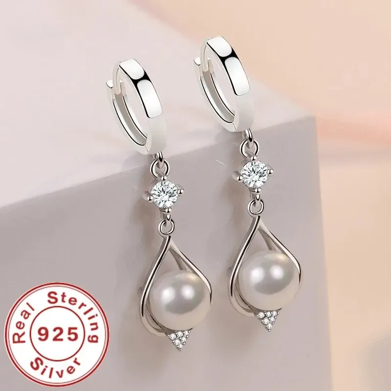 Ohrringe aus 925er-Sterlingsilber mit Wassertropfen und natürlichen Perlen für Frauen, Hochzeitsgeschenk, Modeschmuck