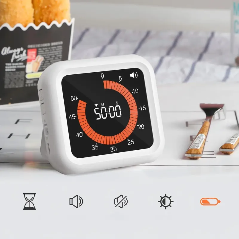 Vielseitiger visueller digitaler Timer, magnetischer USB-Ladetimer, 12 Stunden Countdown-Stoppuhr für Büro, Klassenzimmer und Küche