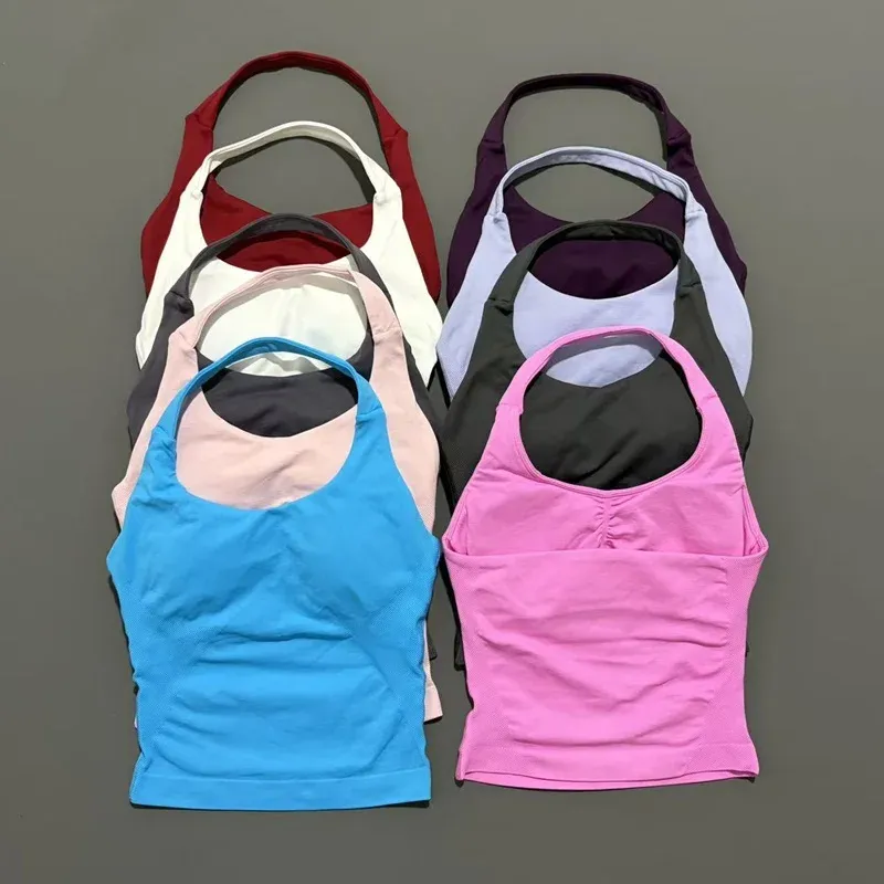 HISTELLO Sport-Haltertop, Fitness-Weste für Damen, rückenfreies Tanktop, Push-up-Sport-BH, Laufweste, Workout-Top, Activewear, Yoga-Kleidung