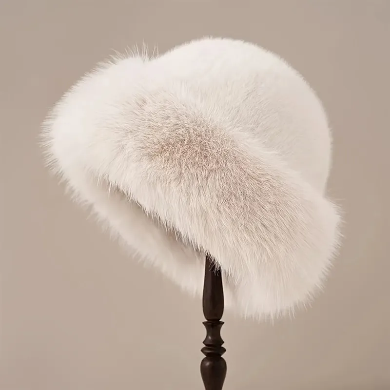 Verdickte Plüsch-warme Pelzmütze für Damen, warme mongolische Mütze, winddichter Gehörschutz mit Pelzkanten-Design, Mütze für kaltes Wetter, Schneekappen