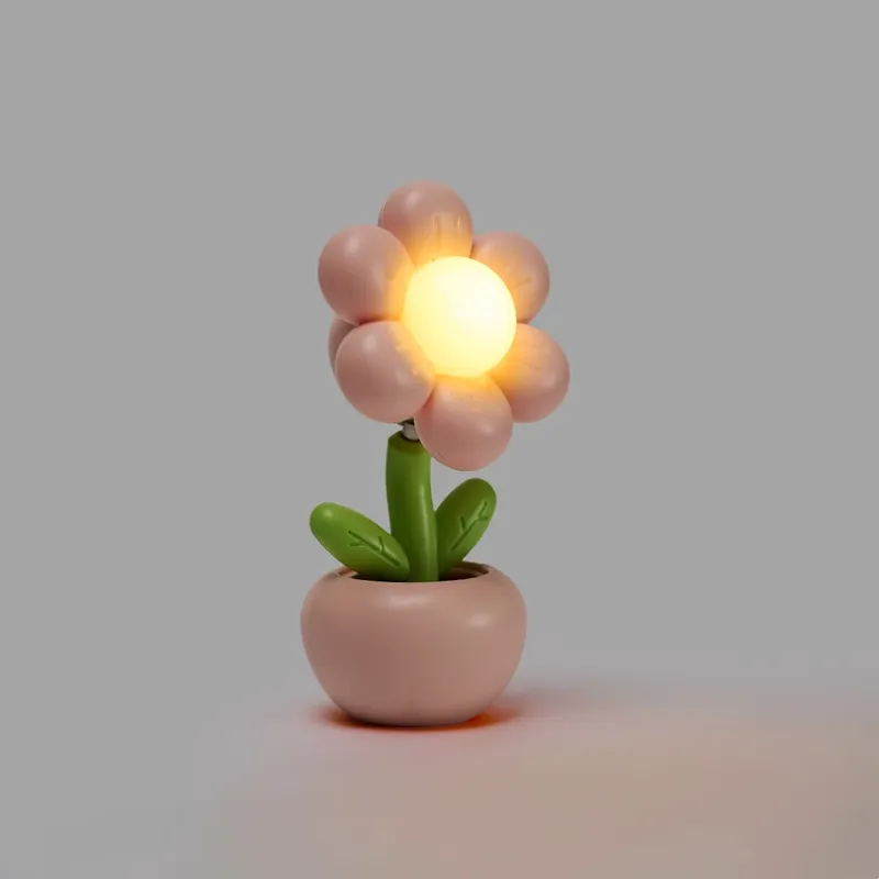 Mini LED Floral Topf Nachtlicht Für Schlafzimmer Schreibtisch Mini Tisch Lampe Desktop kinder Geschenk Kreative Dekoration Nacht Lampe