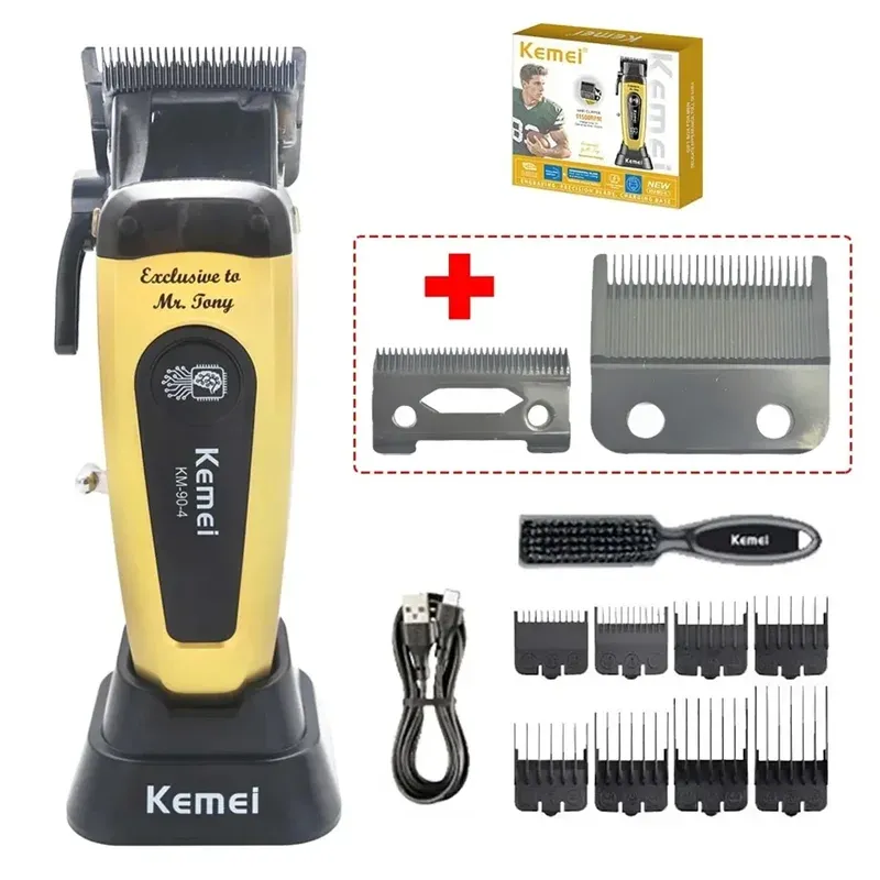 Kemei Km-90-4 Professioneller Haarschneider für Männer, 11500 U/min, 10 W, bürstenloser Motor, DLC-Klingenbasis, Ladegerät, Haarschnitt-Maschine, Haarschneider