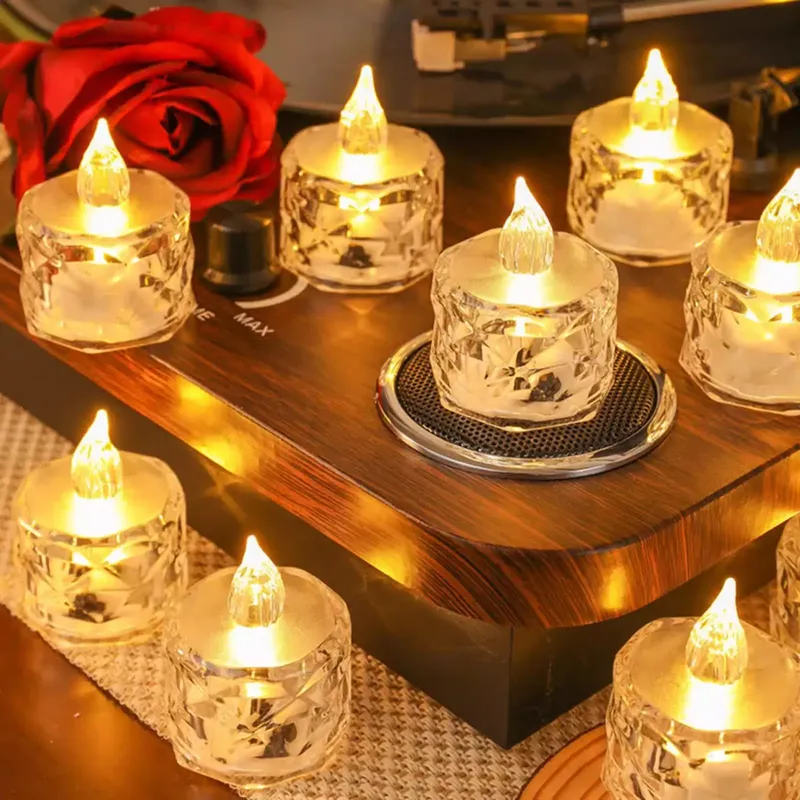 4/8/16 Stück flammenlose LED-Lichtkerzen Kristallkerze transparente elektronische Nachtlampe für Hochzeit Valentinstag Party Dekor