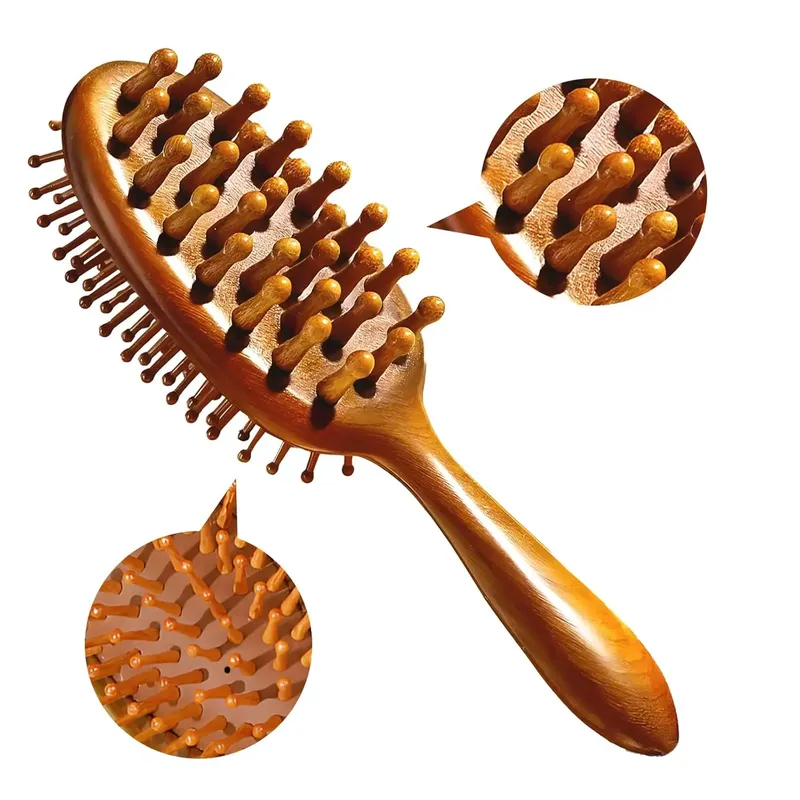 Kissen-Massagekämme, doppelseitiger Kissenkamm aus Sandelholz, Haarbürste aus Holz für Haarstyling, antistatisch, stimulierend für die Kopfhaut