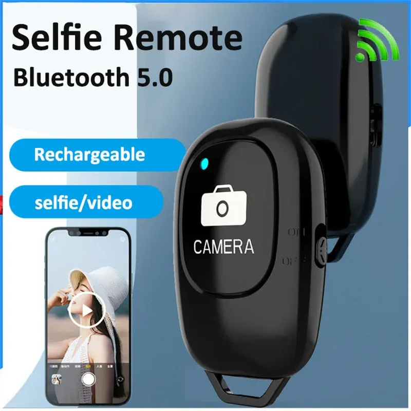 Bluetooth-Fernbedienungstaste, kabelloser Controller, Selbstauslöser, Kamera-Entriegelung, Einbeinstativ, Selfie für iOS und Android-Telefotos