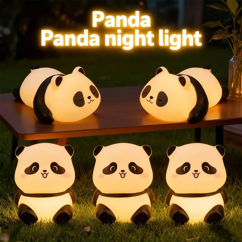 Hochwertiges Panda-LED-Nachtlicht für Wohnzimmer, niedlicher Nachttisch, Panda-PVC-Lampe, Kawaii, kreative Dekoration, Weihnachts- und Geburtstagsgeschenke