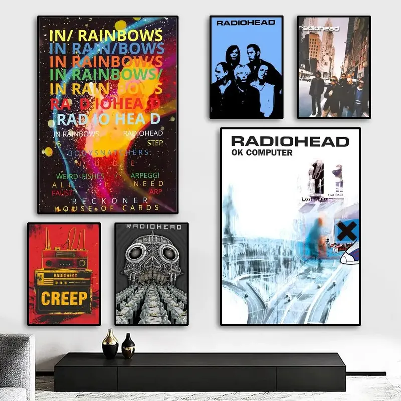 R-Radiohead Band Regenbogen Malerei Kalligraphie HD Leinwand Poster Wohnzimmer Schlafzimmer Bar ästhetische Dekoration