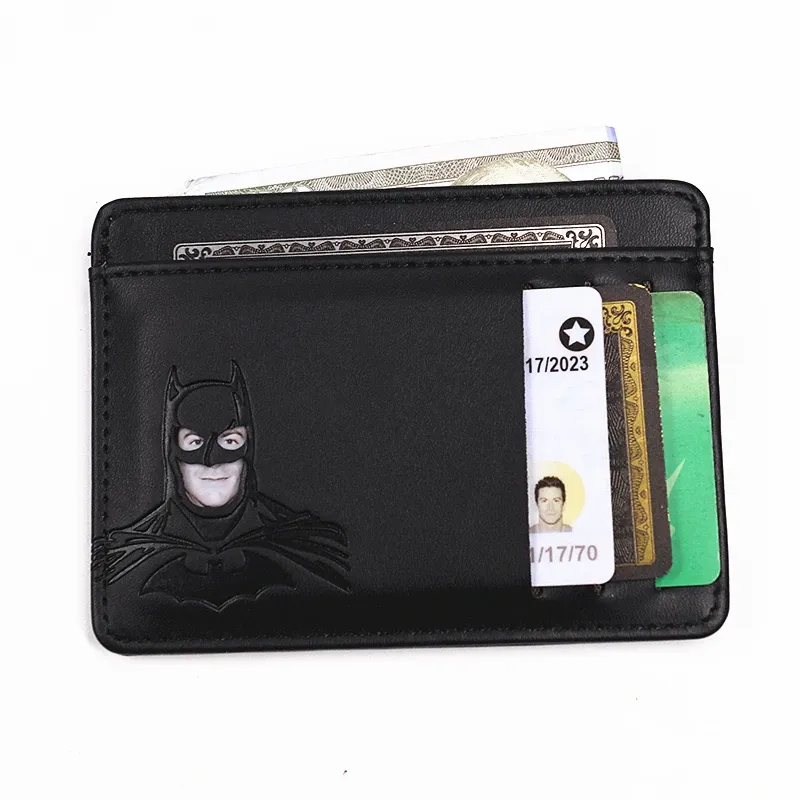 PU-Leder-Fledermaus-ID-Karten-Geldbörse für Herren, kurz, schlank, minimalistisch, Vordertasche, Kartenhalter, Geldbörse mit Ausschnitt, Superhelden-Gesichtsmaske, Augen