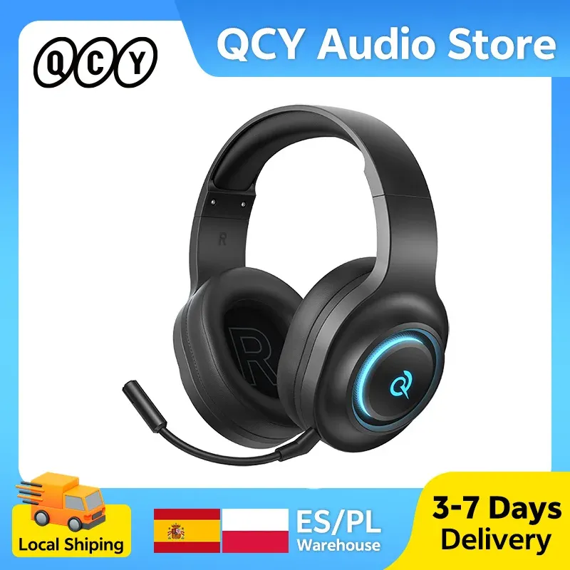 QCY Heroad V200 Over-Ear-Kopfhörer Bluetooth 6.0 Drahtlose Kopfhörer 50 mm Treiber 7.1 Surround Sound RGB-Gaming-Headset mit Mikrofon