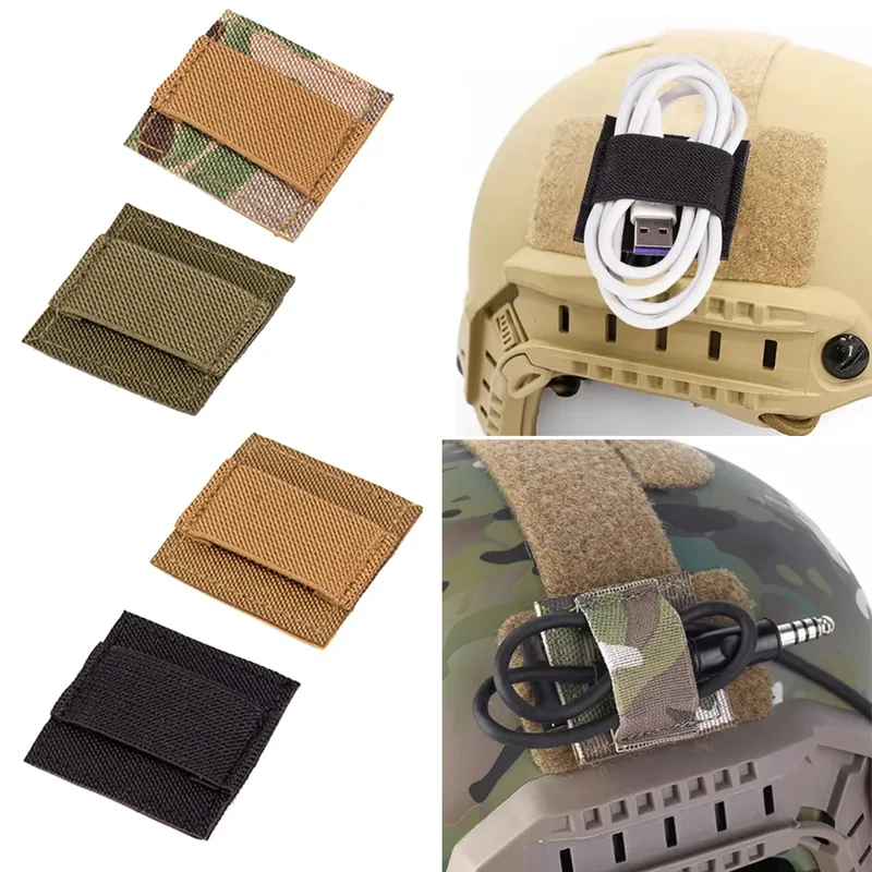 2 Stück, taktische Kopfhörer-Gegensprechanlage, Kabelwickelgurt, elastischer Organizer, Headset-Kabelbaum, Hakenschlaufe, Aufkleber, Helmaufkleber