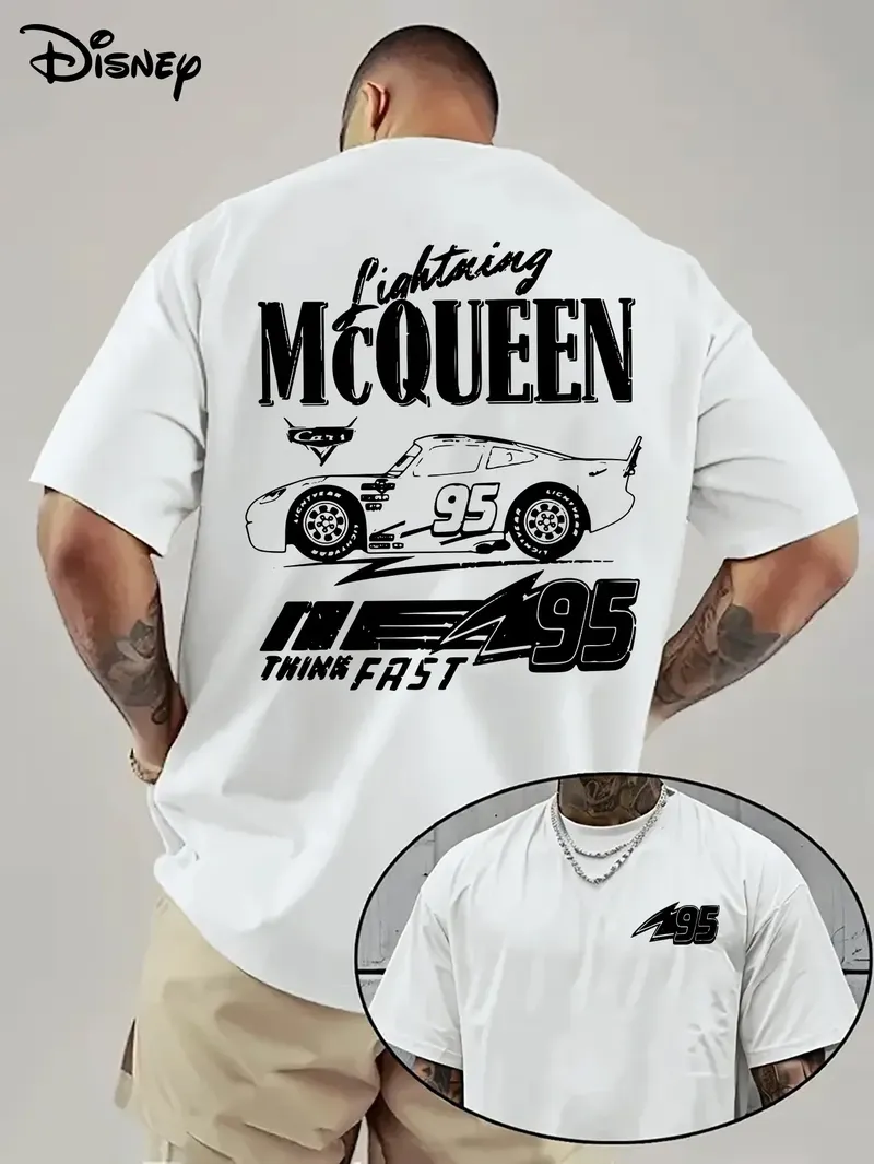 Disney Anime Lightning McQueen Bedrucktes T-Shirt 2026 Herren- und Damen-Sommer-Neues Harajuku-großes, lockeres, lässiges Kurzarm-Top