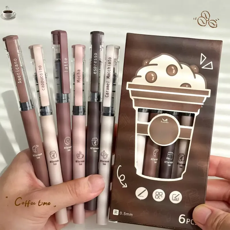 3/6-teiliges Gelschreiber-Set mit großem Fassungsvermögen, 0,5 mm schnell trocknender schwarzer Tintenstift, feiner Spitzenstift, flüssiger Tintenroller, Studentenschreibtagebuch