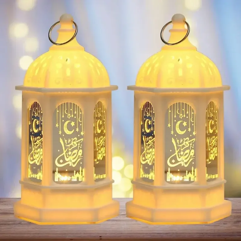 1-10 Stück 2026 Ramadan Vintage Schloss Kerzenhalter Naher Osten Laterne Kreative Handlaterne Elektronische Kerzendekoration